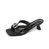 Rhinestone Open-toed Cool Slippers Women's 2025 Summer New Temperament Sexy and Beautiful Square Head Thin Heels Not Tired Feet High Heels