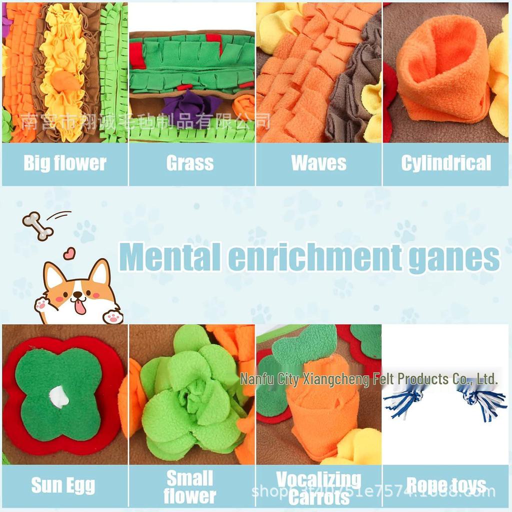 Wool Fleece Pet Dog Sniffing Mat for Slow Feeding and Training - Indoor/Outdoor Activity Puzzle Toy
