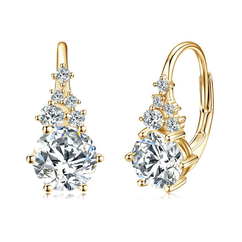 Wedding Jewelry Sterling Silver 925 6.5mm & 2.5mm & 1.7mm & 1.5mm & 1.3mm Round Moissanite Stud Earrings for Women