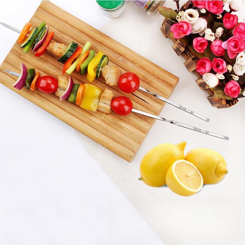 ZISIZ Thickened 304 Stainless Steel Flat BBQ Skewers, 5-Pack