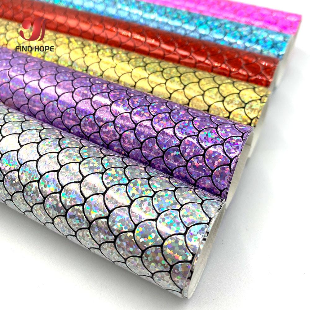 Sparkle Mermaid Fabric PU Faux Leather DIY Craft Brooch Bows GIFT Handmade Earring Craft Making Decoration Material Upholstery