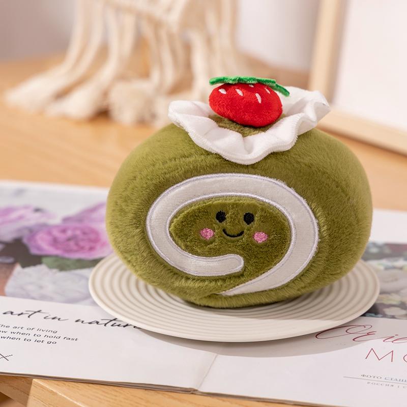 Nieuw Gevuld Fruitcake Pluche Speelgoed Aardbei Zwitserse Rol Pluche Speelgoed Schattig Gezicht Crème Snack Cadeau Speelgoed Voor Kinderen Verjaardagsfeest Decoratie
