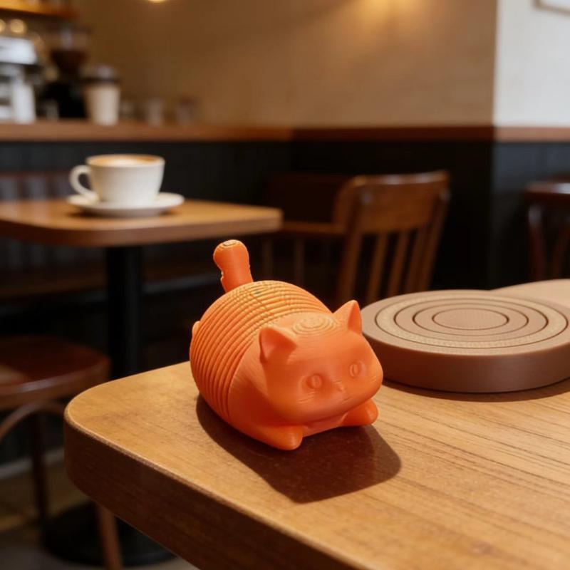 3D Printed Orange Cat Fidget Toy Soft Non-Toxic Stress Relief Toy for Bedroom Desk Decor Valentine's Day Gift