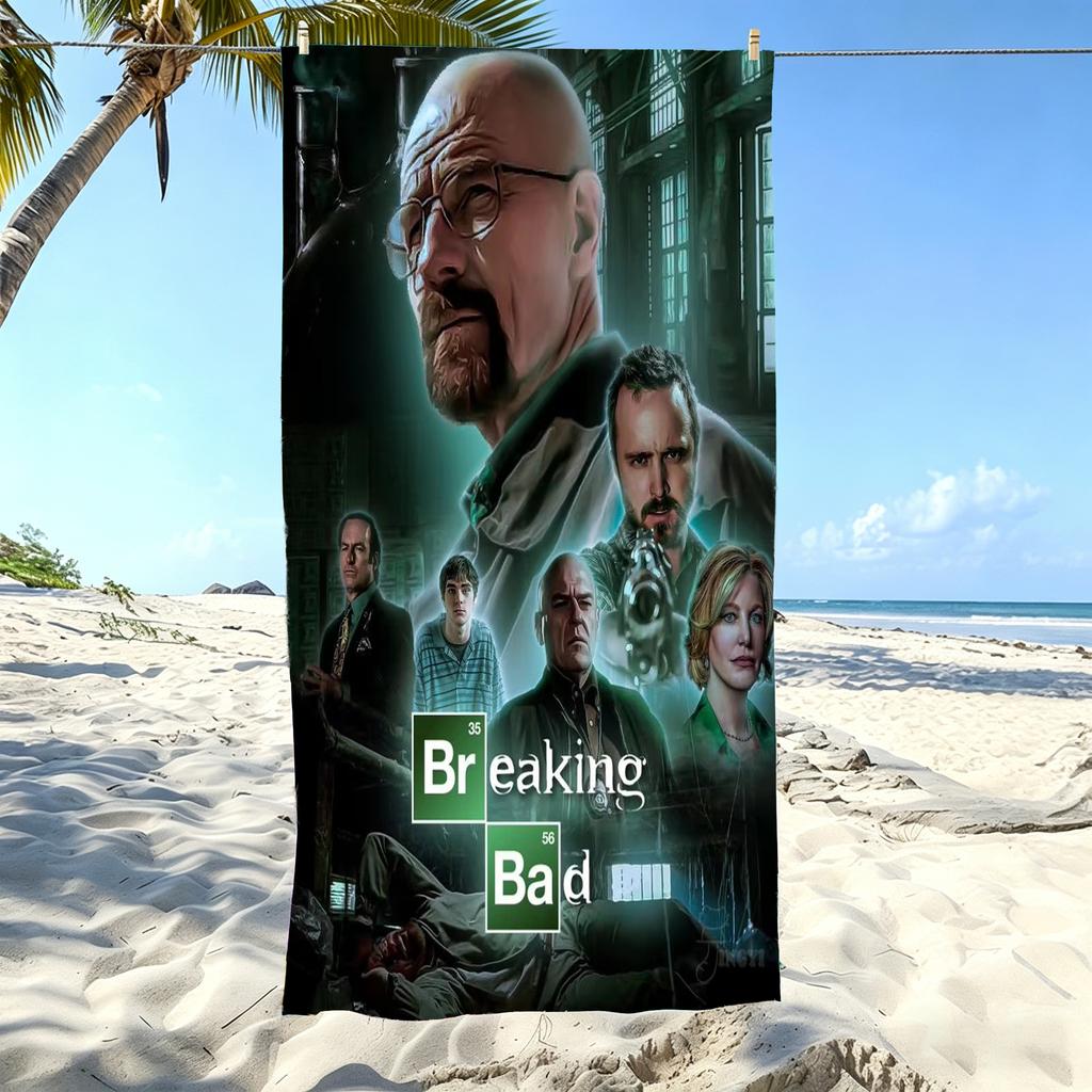 B-Breaking Bad All Main Characters Lab Background Beach Towel Microfiber Quick Dry Bath Towel For Pool Beach Travel TV Show Fans