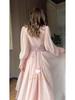 Retro Long Sleeve Waist-Cinching Fairy Dress 2025 - European and American Spring Style