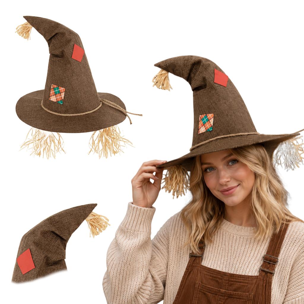 Straw Witch Hat for Halloween Costume