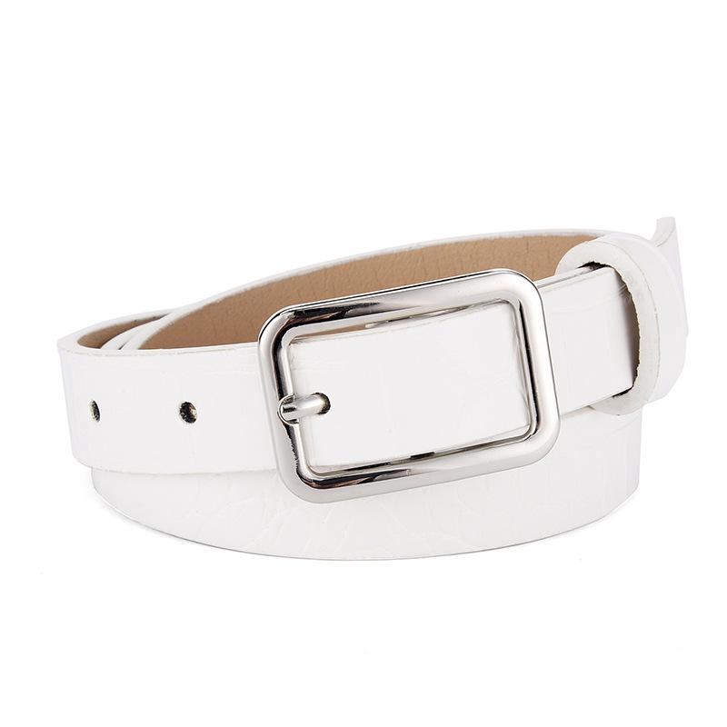 Belt Women'S Candy Color Crocodile Pattern Decorative Jeans Belt Simple Sun Buckle Casual Ladies Belt