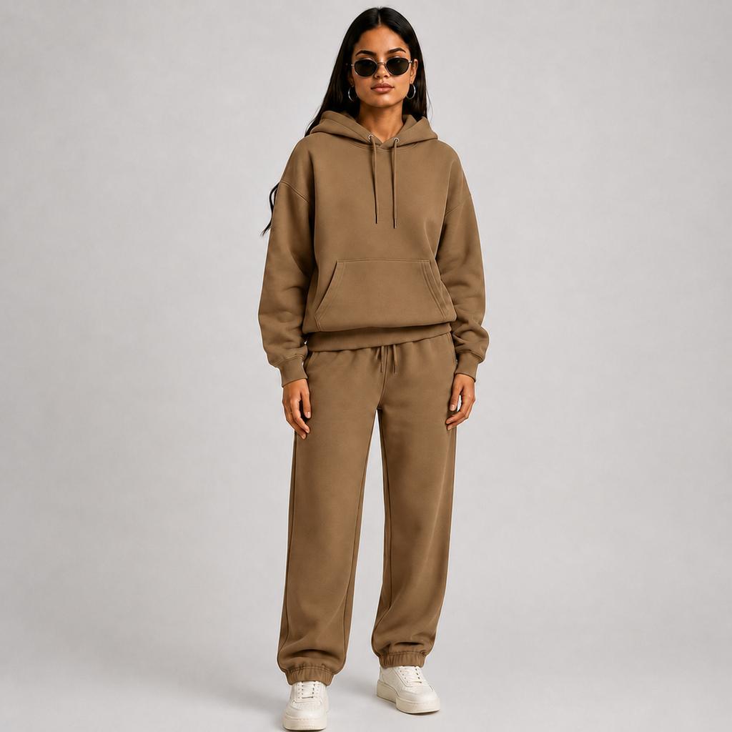 Couple Matching Hooded Tracksuit Set for Spring and, Color Thick Pullover Athletic Sweatsuit for Men and Women