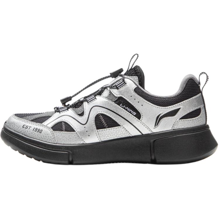 Li Ning Kids Comfortable Versatile Support Low-Top Casual Shoes Kids sneaker Black Silver YKCV207-1