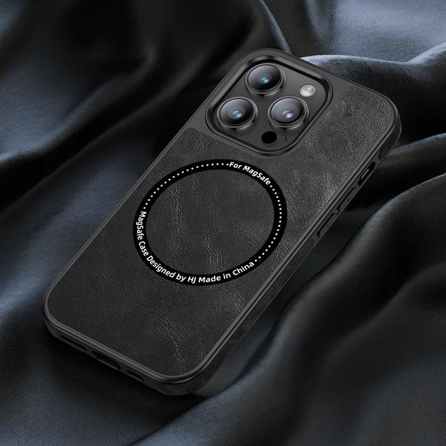 Luxus Leder Telefon Fall Für Iphone 14 13 12 Pro Max Magnetische Magsafe Drahtlose Chargin Silikon Handy Abdeckung Funda