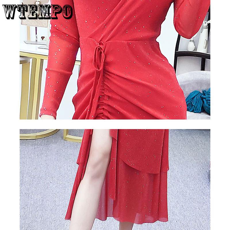 WTEMPO Dámské šaty Sexy hluboký výstřih Vysoký rozparek Rybí ocas Šaty na boky Pas Skinny šaty Ramínka Duté Párty šaty