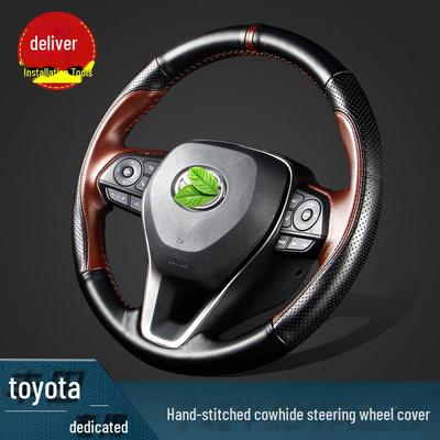 Handgenähter Lenkradbezug aus Rindsleder für RAV4, Camry, Corolla, Wildlander