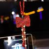 Bowknot Car Pendant Cute  Tassels Chain Rearview Mirror Ornament Pearl  Car Accessories