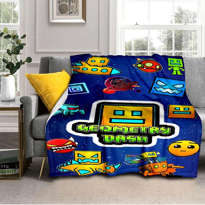 Coperta Colorata con Personaggi di Geometry Dash Adatta per Divani, Letti, Uffici e Campeggio - Regalo Perfetto per Halloween Natale