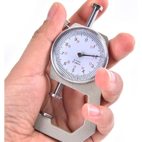 Dial Thickness Gauge, Portable Measuring Thickness Tester Accuracy Metal Flat Pointed Head Meter Precise Round Reading Indicator Tool 0 to 20mm