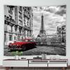 Retro Paris Eiffel Tower Chic Mural Printing Pattern Tapestry Home Living Room Bedroom Wall Decor Background Cloth Tapestry