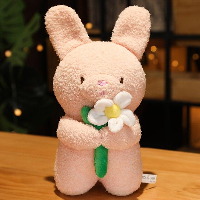 Precioso oso de peluche, conejo, gato, flores, juguetes de peluche, muñecos de animales Kawaii, almohada rellena, regalo de San Valentín para niñas