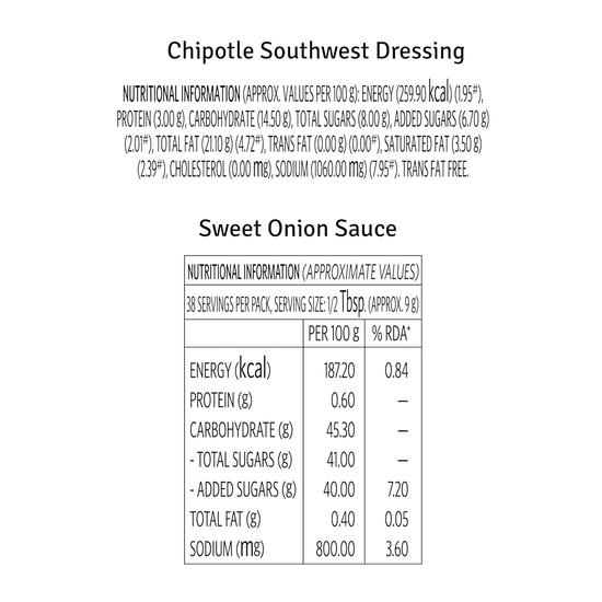 Veeba Sweet Onion Sauce, 350g and Chipotle Southwest Dressing, 300g - Pack of 2