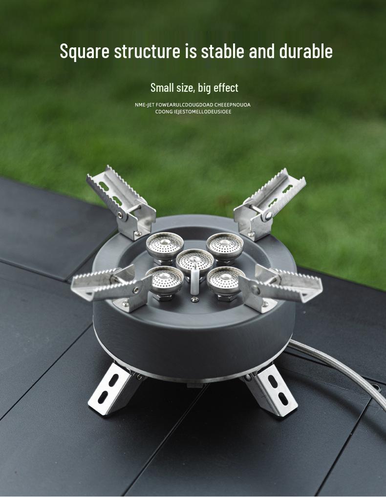 Portable Folding Butane Gas Stove: 5-Core High-Fire for Camping, Boiling, and Cooking Hot Pot