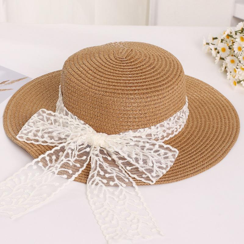 Lace Twiggy Straw Hat Seaside Vacation Sunscreen Beach Woven Sun Hat Atmosphere Straw Hat