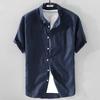 Men's Summer Loose Fit Basic Cotton-Linen Short Sleeve Shirt