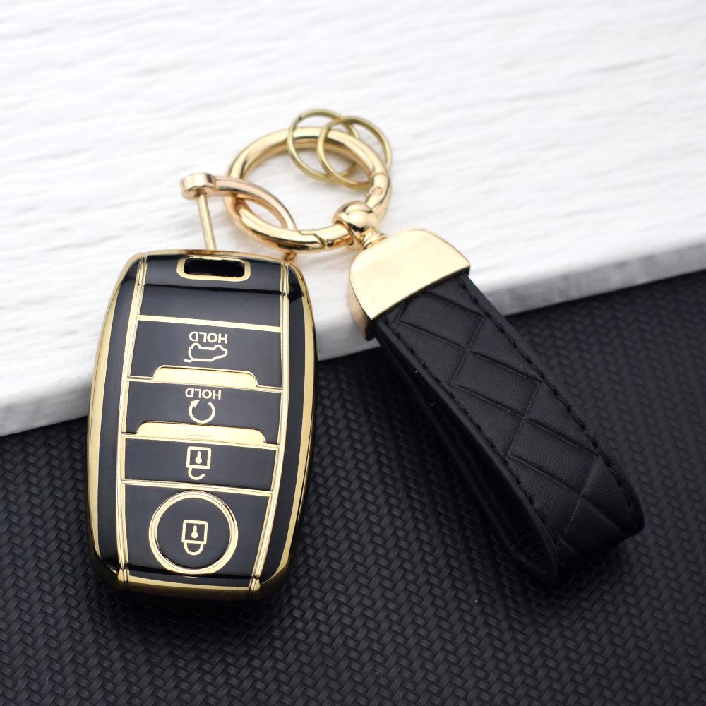 TPU Anti-Scratch Car Key Fob Cover for Kia Optima Sorento Niro Soul KX3 KX5 K3S RIO Ceed Cerato - 4 Buttons Protective Key Case