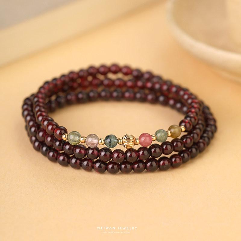 

Garnet Bracelet Official Flagship Store Natural Tourmaline Purple Garnet Light Luxury Niche Bracelet Extremely Beautiful New Women s Model 15-16cm Fits wrist size