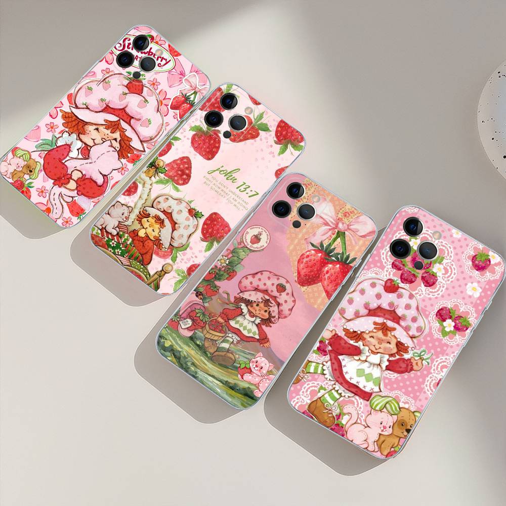 Animated S-Strawberry S-Shortcake TPU Silicone Case For IPhone 11 12 13 14 15 16 17 Pro Max Shockproof Clear Back Cover