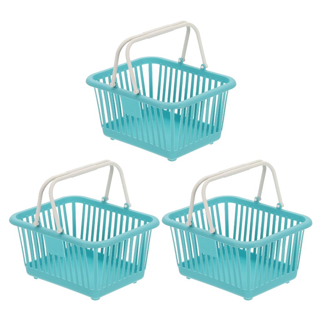 3PCS Mini Shopping Basket Small Plastic Basket Basket Grocery Tiny with Handles Organizer Filtered Water for Toys Fruits Snacks