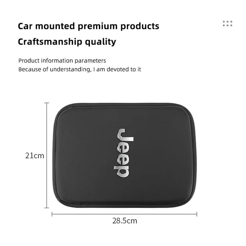 PU Leather Car Armrest Box Mat Arm Rest Cushion Accessories For Jeep Grand Cherokee Wrangler JK Gladiator Compass Renegade Recon