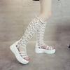Fashion High Quality 2024 Roman Sandals Women Shoes Platform Mid Calf Summer Boots Womens Platform Heels 6cm Thick Heel Sandals Zip