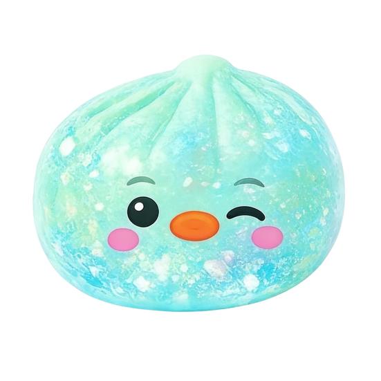 Cartoon Dumpling Squeeze Toy with Glitter, Stress Relief Dough Stress Ball Fidget Toy, Soft Simulated Steamed Bun Sensory Toy