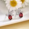 Exquisite Temperamentvolle Rubinblatt-Ohrstecker mit Zirkonia-Einlage für Damen