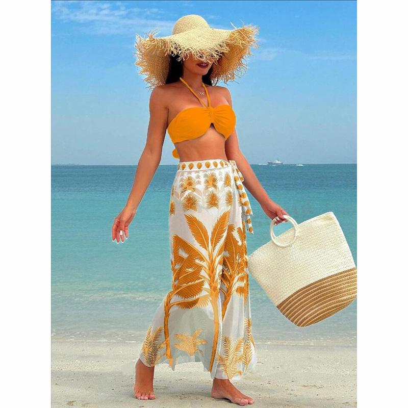 Bikini Sets 3-teilig Sexy Badeanzüge Cover Up Damen Urlaubsbademode Hochgeschnittenes Bademädchen Strandbekleidung