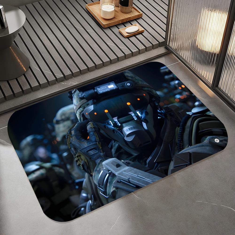 Game A-Advanced Warfare Floor Mat Diatomite Bath Mat, Quick Dry Absorbent Non-Slip Door Mat