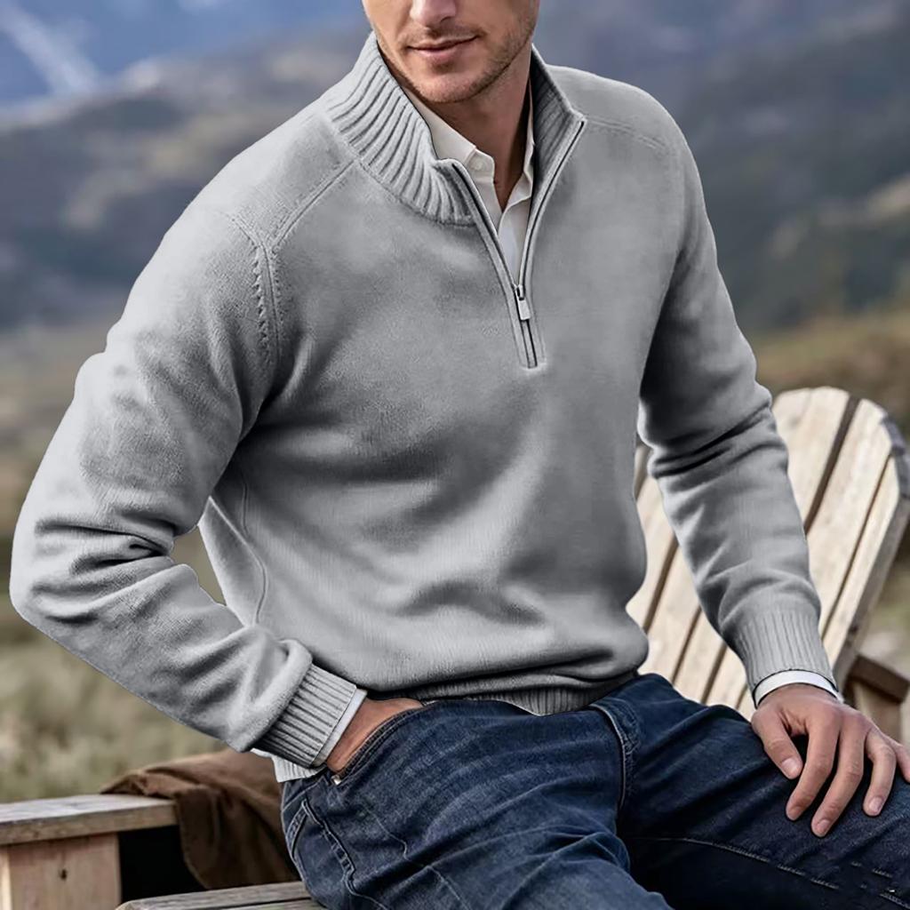 Men's Stand Collar Knit Sweater for Layering, Warm Casual Pullover for Fall and Winter, Multi-Color