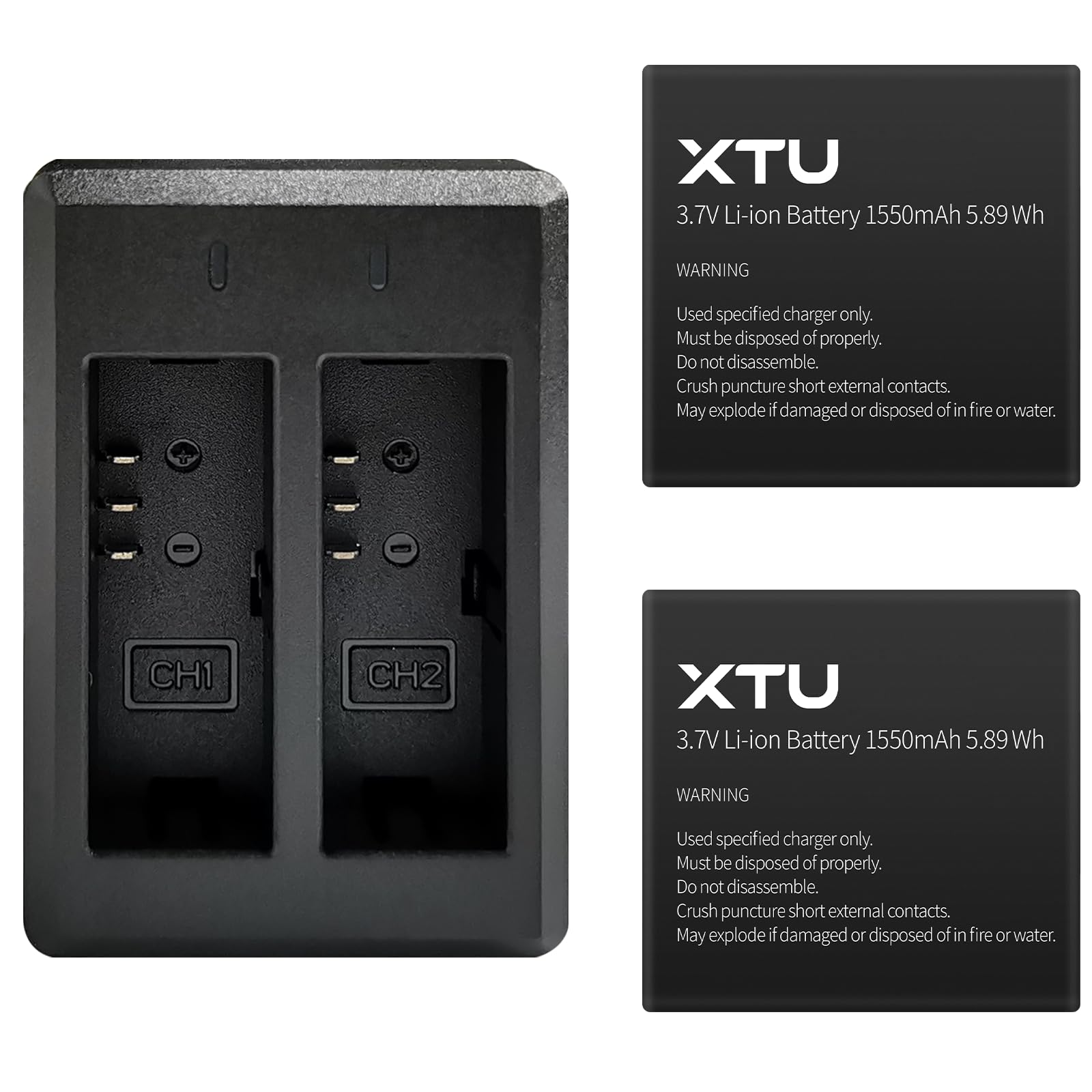 

Action Camera Charging Charger 1550mAh x Charger x Compatible with XTU MAX2 Set, 2, 1,