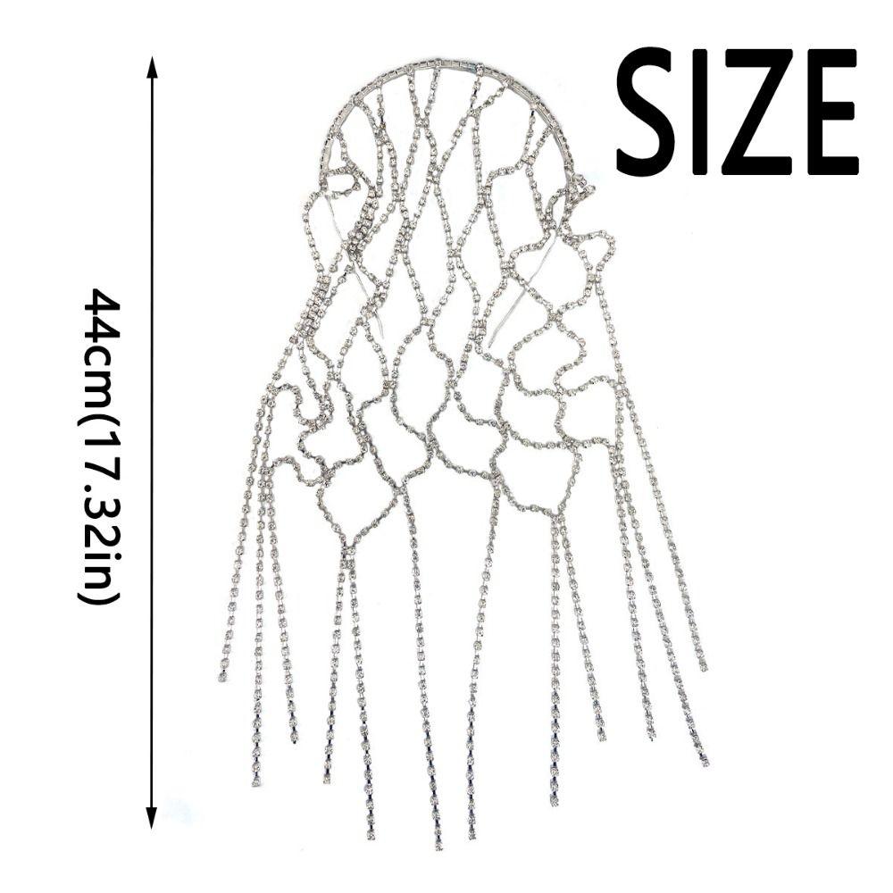 Long Chain Mesh Headband Rhinestone Inlaid Bridal Headpiece  Hair Accessories