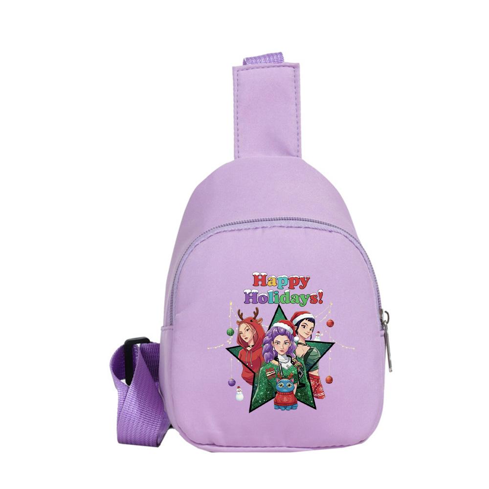 Christmas K-pop Demon Hunters Printed Kawaii Chest Pack for Boy Girl Anime Cartoon Shoulder Bag Students Portable Crossbody Pouch Chest Bag Kid Gift