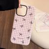 Checked Bow Magnetic Bracket IPhone16promax IPhone Case 14 Suitable for 13 Film 15 Sweet
