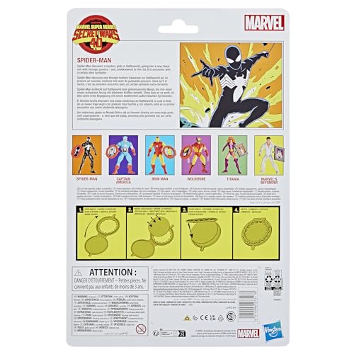 Hasbro Marvel Legends Series Spider-Man, Retro Marvel Comics Secret Wars Collectible 6-Inch Action Figure with Shield (G0779) Authentic