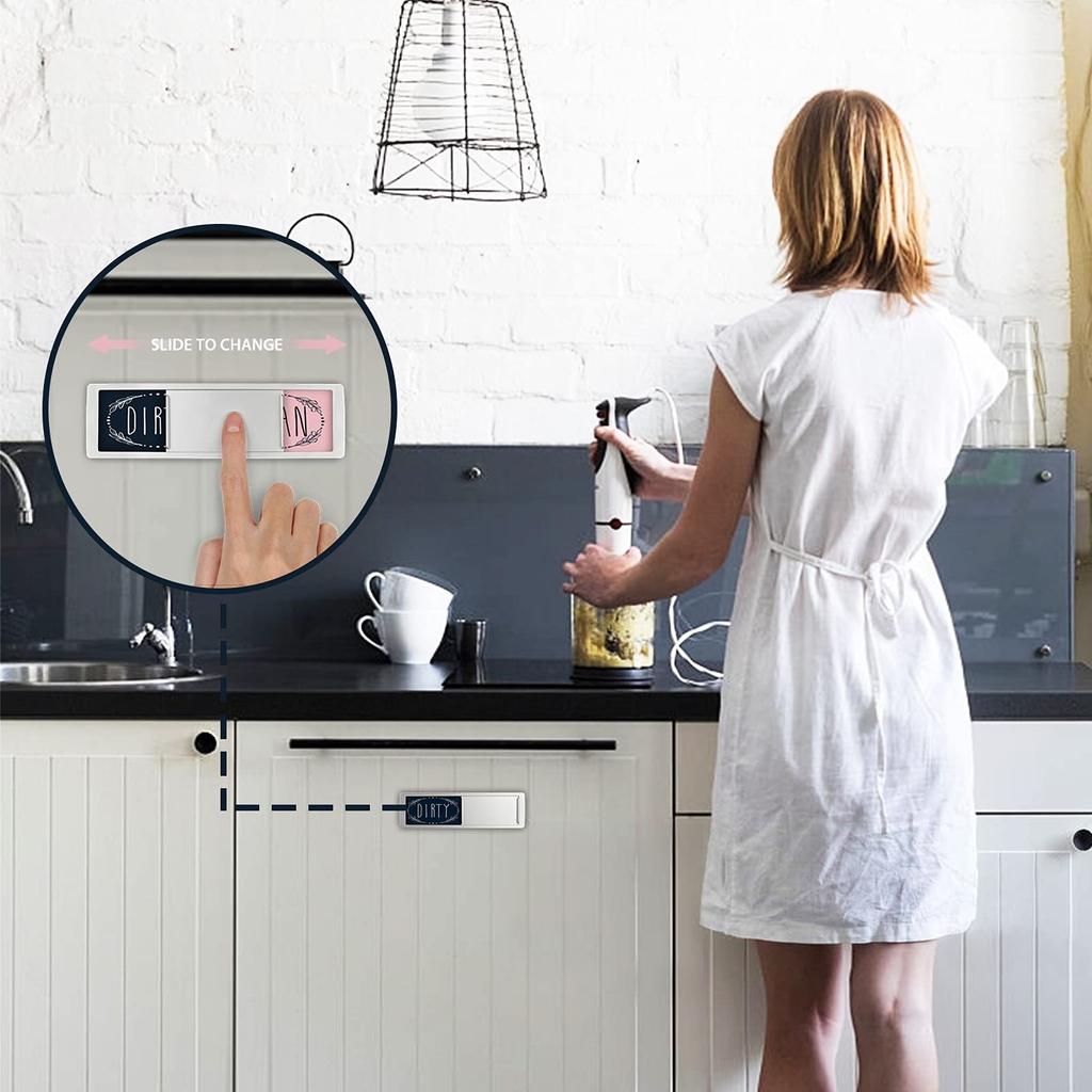 Dishwasher Magnet Clean Dirty Sign Magnetic Indicator Sign Adhesive-Friendly Clean Dirty Magnet Sliding Dirt Symbol Tools