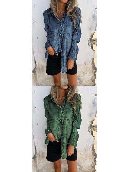 2026 European Spring Women's Casual Suede Lapel Shirt