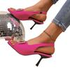 Grenzüberschreitende Frühjahr- und Sommer-Neuheit Außenhandel Zehenfrei Europäisch und Amerikanisch Absatz High Heel Große Größe Eckiger Kopf Leeres Wort mit Sandalen Damen