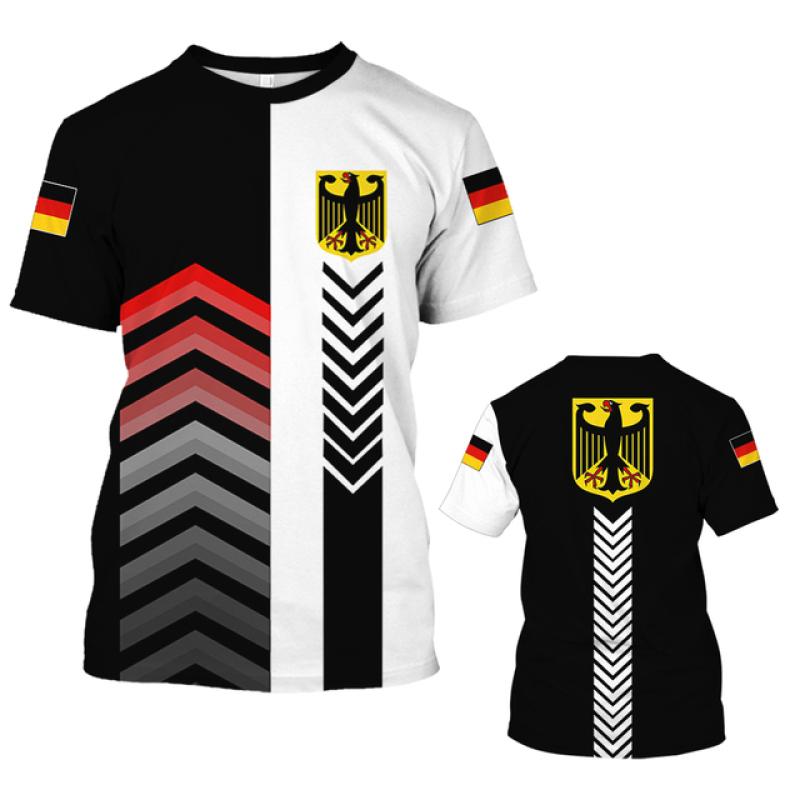 Germany National Flag Pattern Men's T Shirt Summer Breathable Material Quick Dry Tees Fashion Round Neck Oversized Short Sleeve
