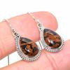 Natural Mahogany Obsidian Gemstone 925 Solid Sterling Silver Earring 1.25" D5g56