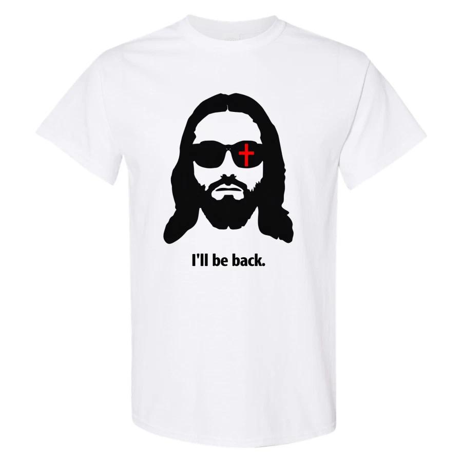 Jesus I ll Be Back Funny Christian T Shirt Cross Sunglasses Faith Easter Gift S