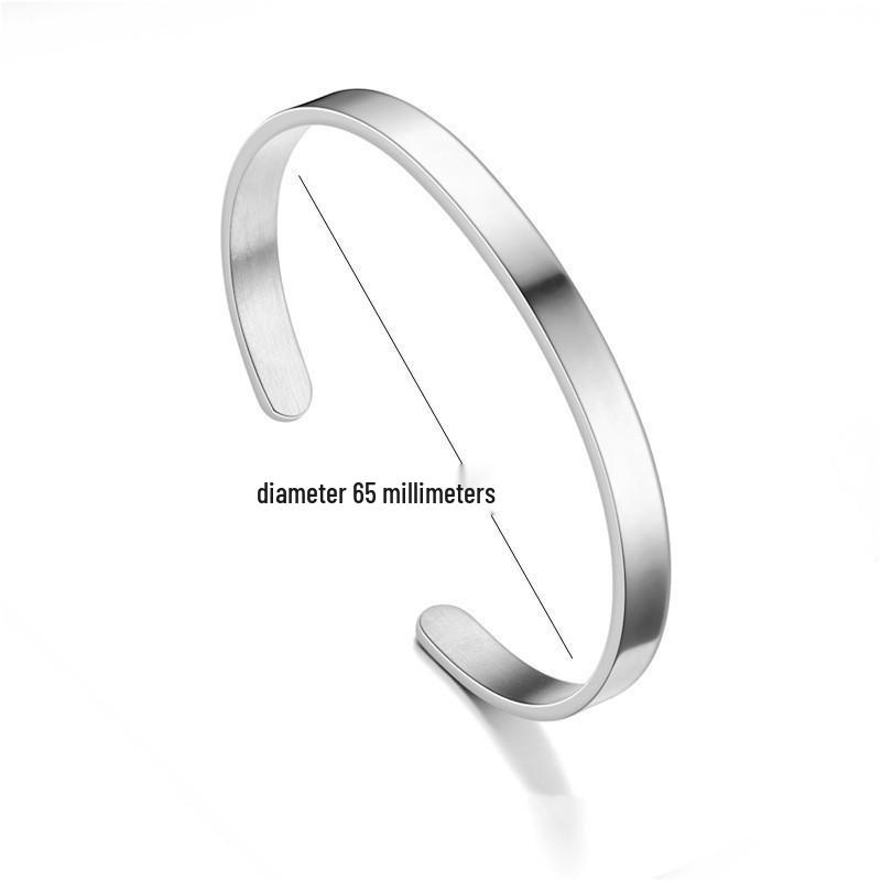Adjustable Titanium Steel C-Shaped Bracelet with Engraved Text for Women