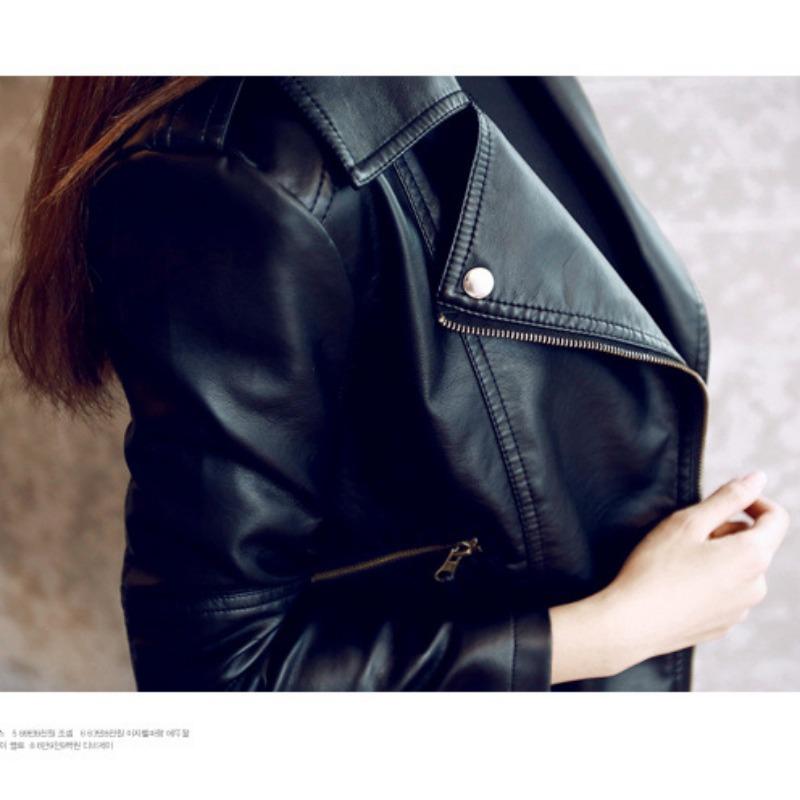 

Маленькая кожаная куртка женская короткая куртка 2025 новая весна и осень корейская версия трендовая универсальная одежда одежда для мотоциклистов приталенная куртка из искусственной кожи XXL чёрный
