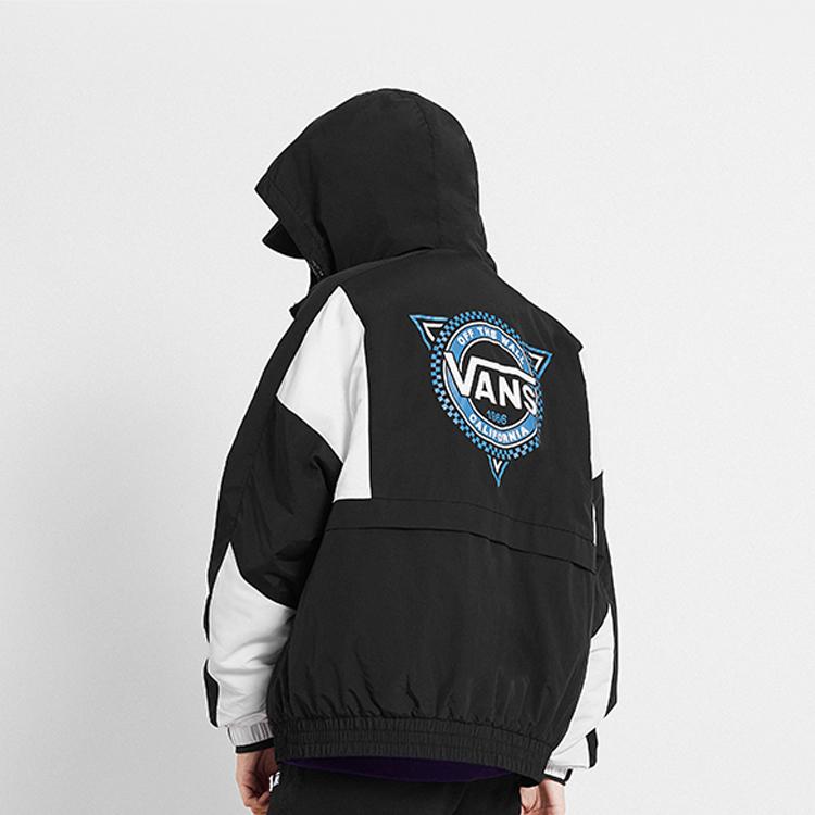 Vans Colorblock Patchwork Hooded Sports Jacket Men Outerwear Black VN0A48CJBLK
